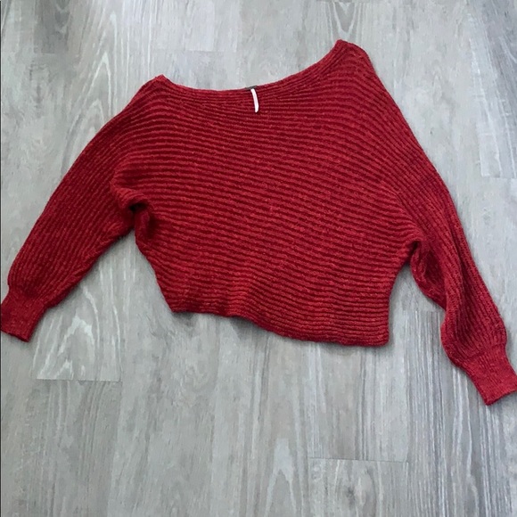 Free People Red Off Shoulder Sweater - Picture 1 of 5